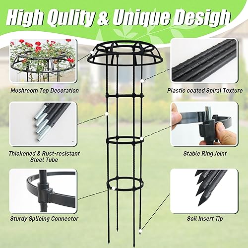 Miniatura 3 de Enrejado de jardín para plantas trepadoras al aire libre, enrejado superior de hongo de 65 pulgadas para plantas trepadoras, soporte de enrejado