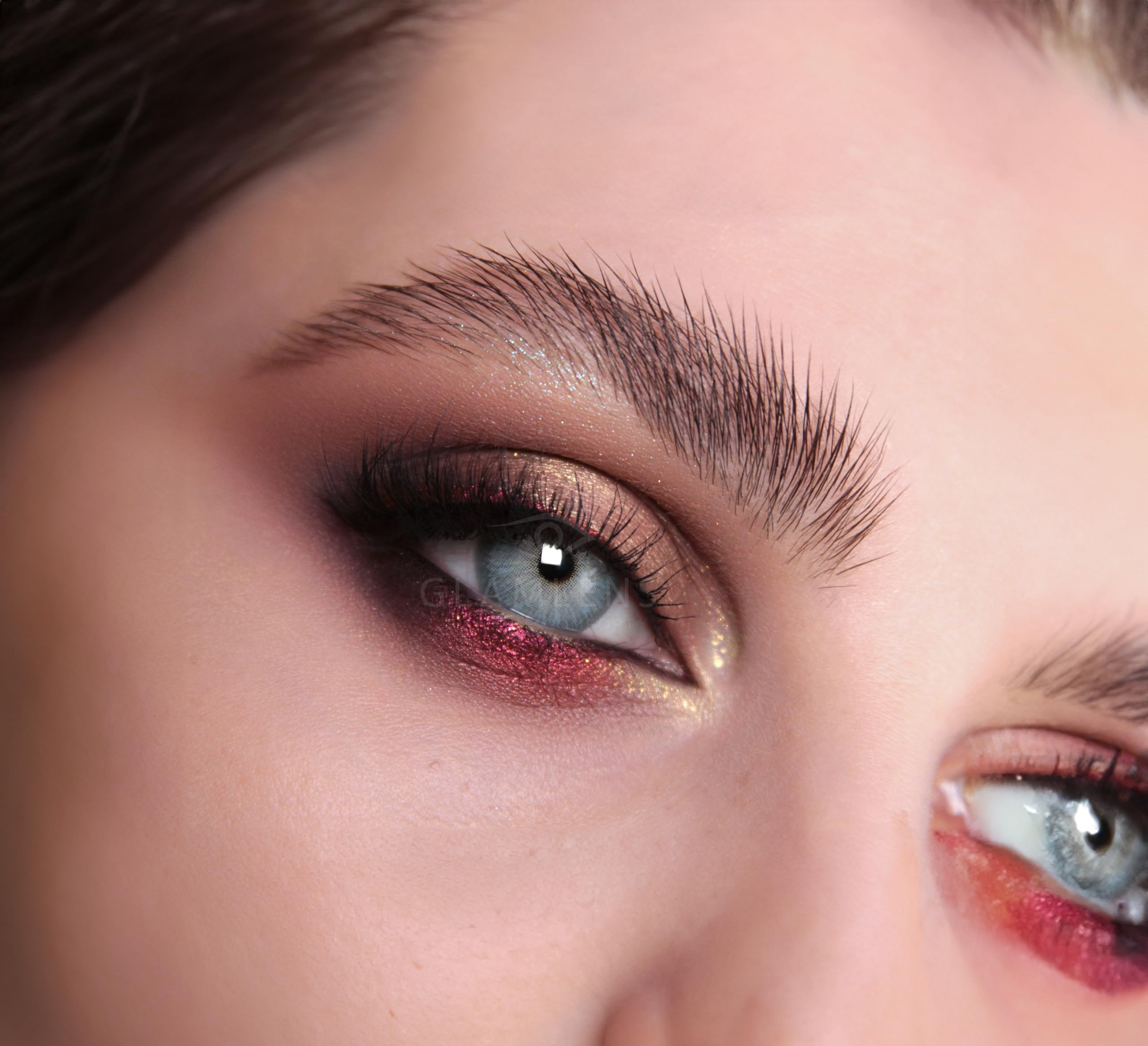 GLAMLENS lentillas de color - gris Almeria + contenedor. 1 par (2 piezas) - 90 Días - Sin Graduación - 0.00 dioptrías - blandos - Lentes de contacto gris de hidrogel de silicona s