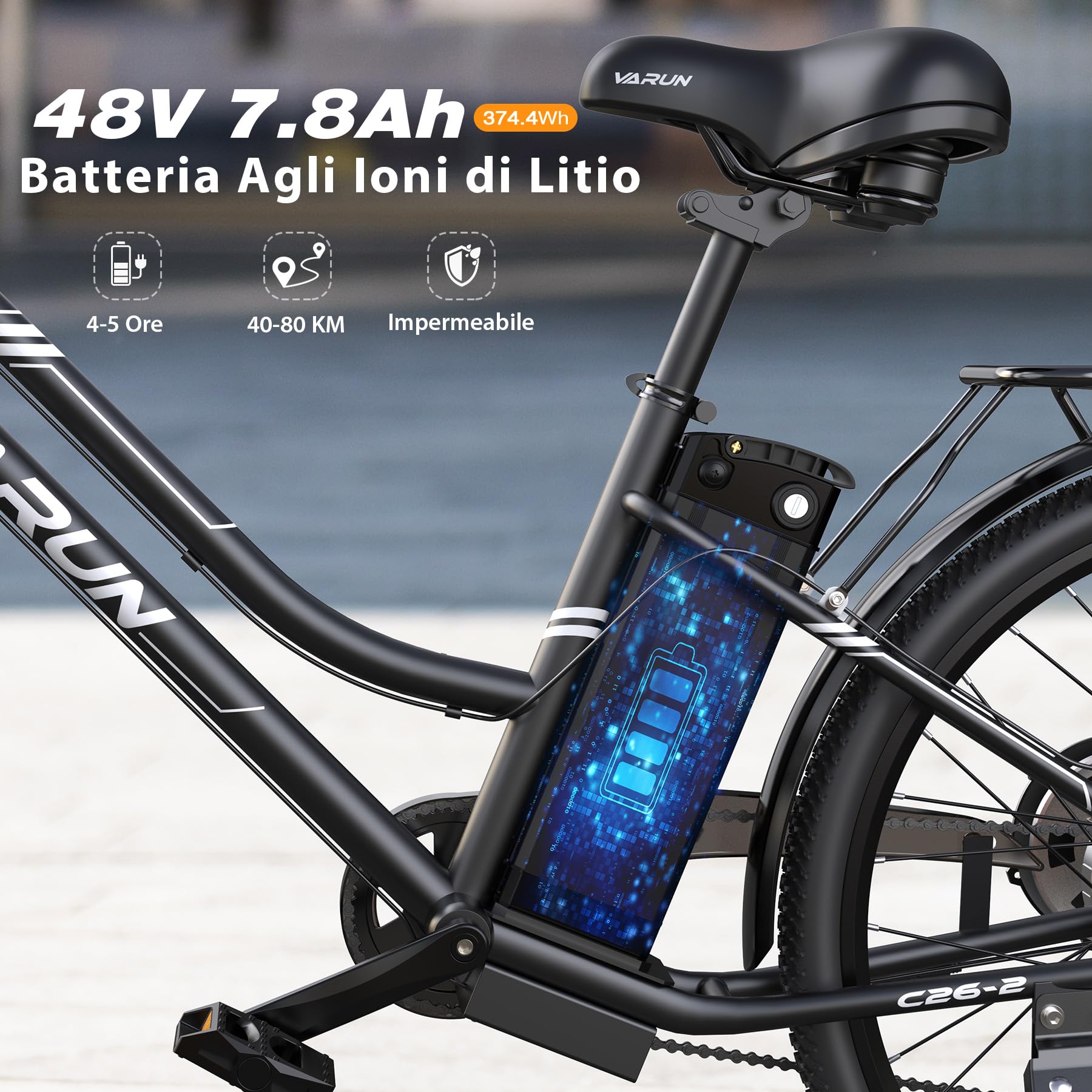 Bici Elettrica Uomo Bici Elettrica VARUN 26 Pollici Batteria 48V