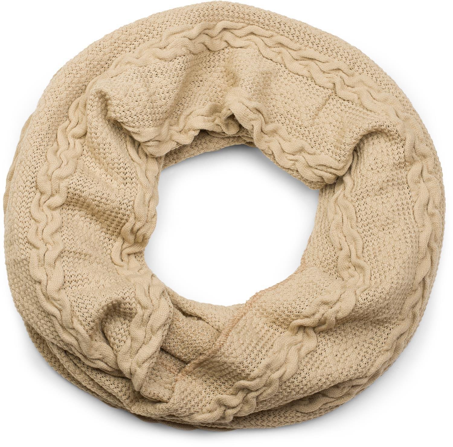 styleBREAKER fine-knit loop scarf with plait pattern, winter snood, knit scarf, unisex 01018151, Colour:Beige