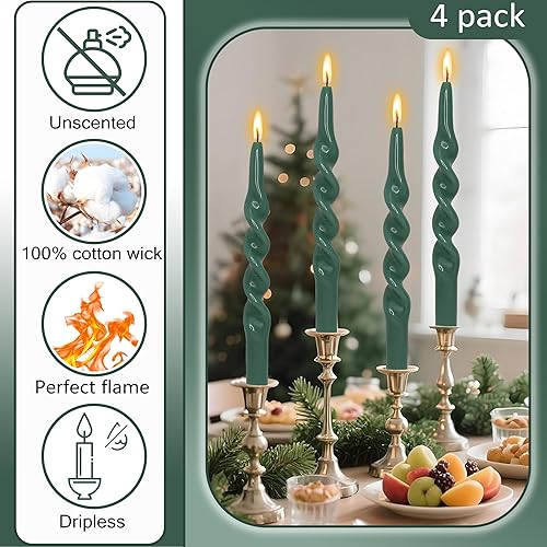 Miniatura 71 de Vela cónica en espiral torcida de 10 pulgadas, velas de colores sin perfume, velas altas sin humo para el hogar, vacaciones, boda, fiesta