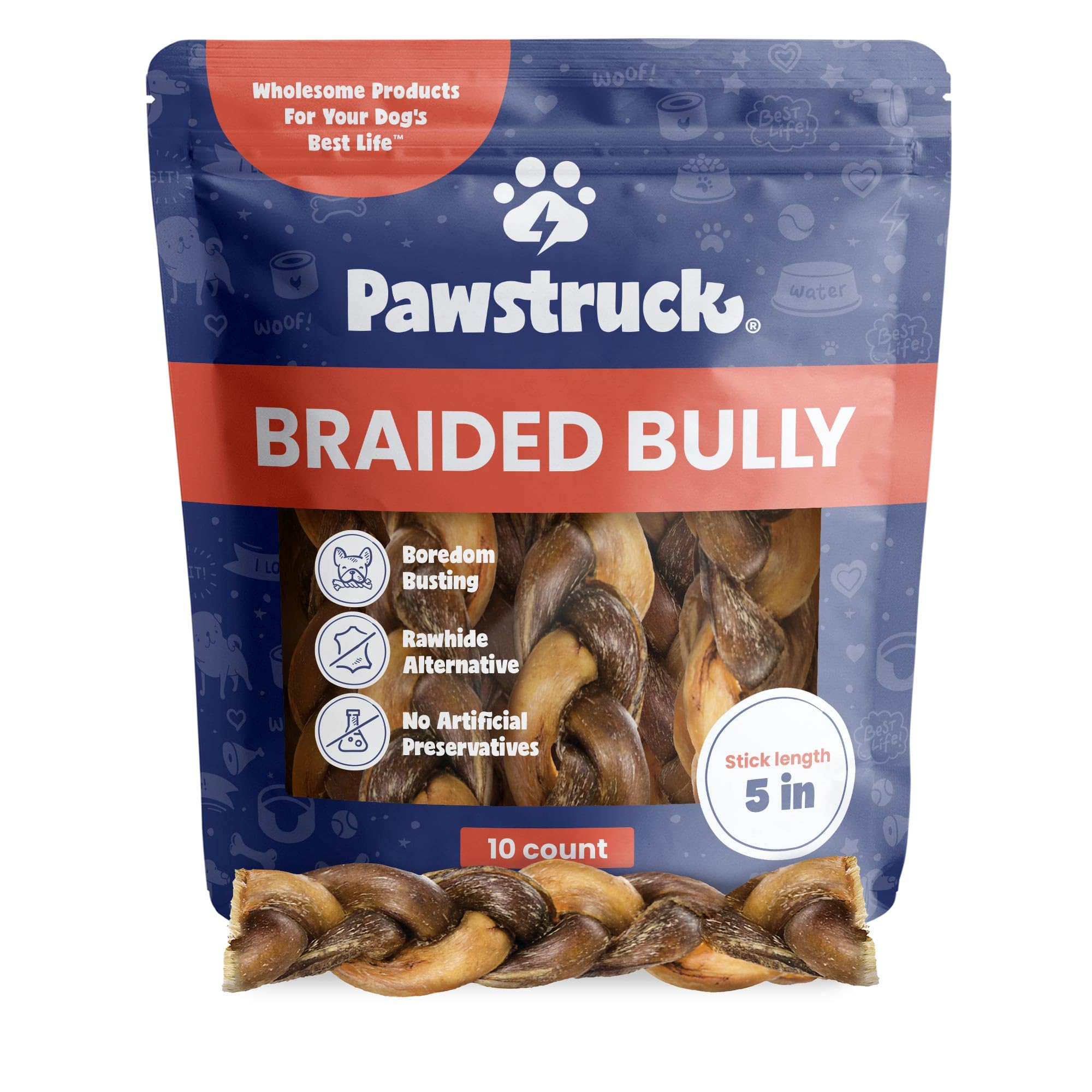 Pawstruck Natural 5 inch Braided Bully Sticks
