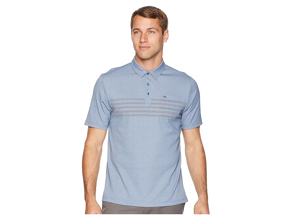

TravisMathew Racket Polo (Heather Blue Wing Teal) Men's Short Sleeve Knit