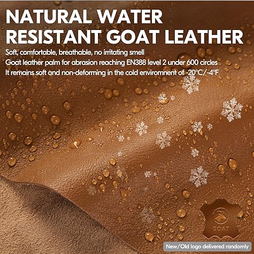 Vista 44 de Vgo - 2 pares de guantes de trabajo impermeables, resistentes al frío (-4 ℉/-20 ℃ o más), piel de cabra, antiabrasión, alta destreza, aislamiento