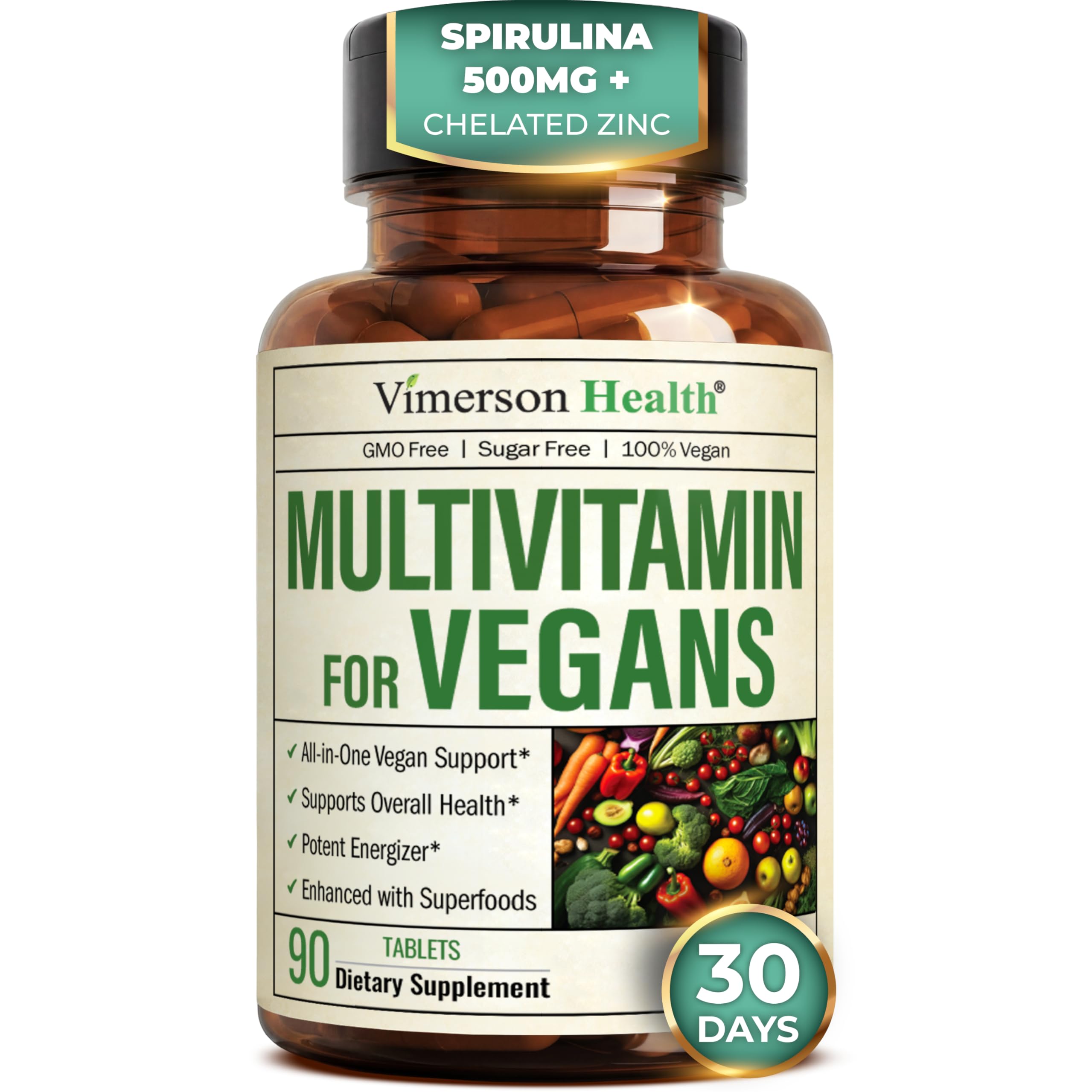 Vegan Multivitamin for Men and Women with Vitamins, Chelated Minerals, Vitamin D, B12, C, A & Zinc for Energy, Focus and Immune Health – Premium Womens and Mens Multivitamins & Multiminerals – 90 Tabs