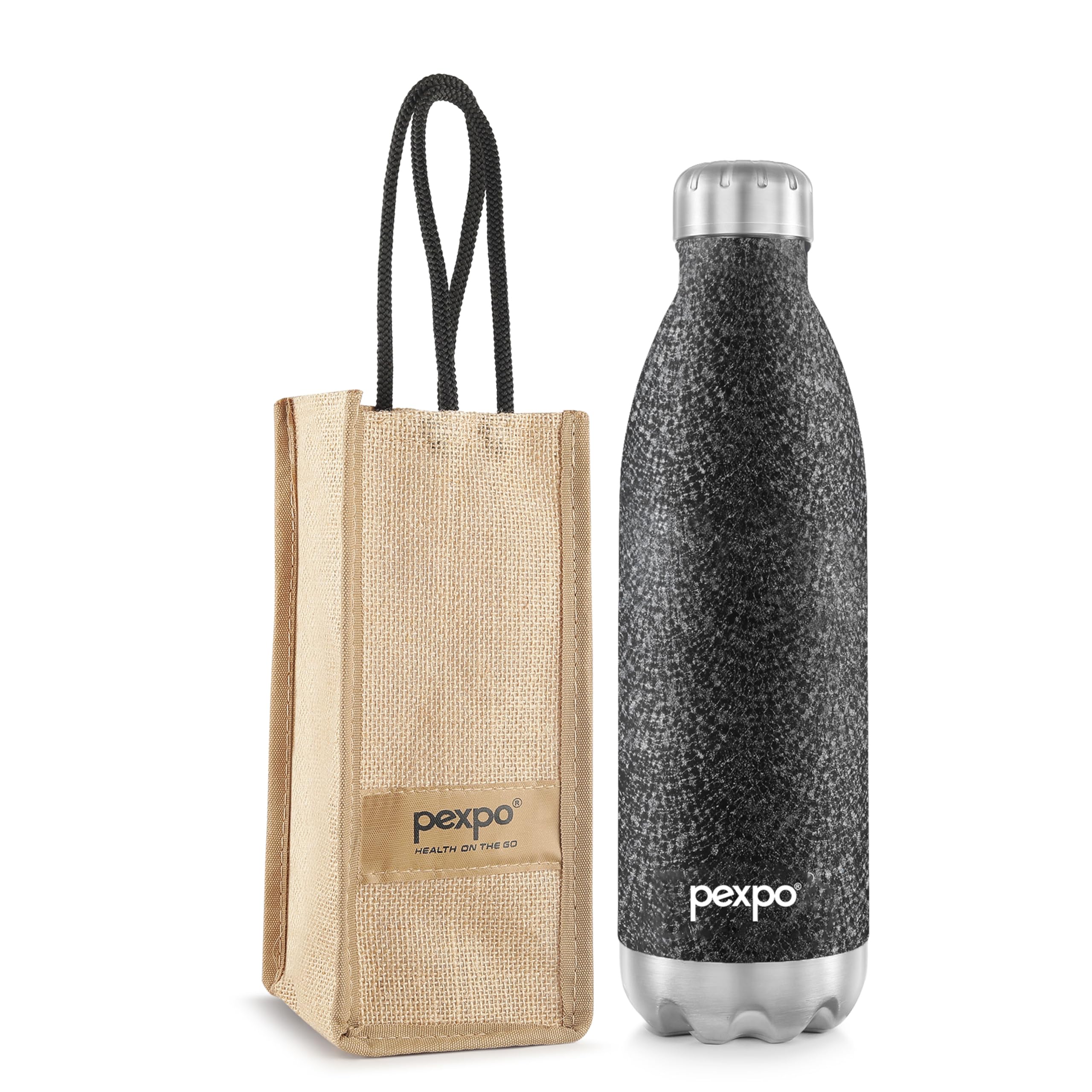 Go24 pexpo Stainless Steel Water Bottle Electro Black 1750ml