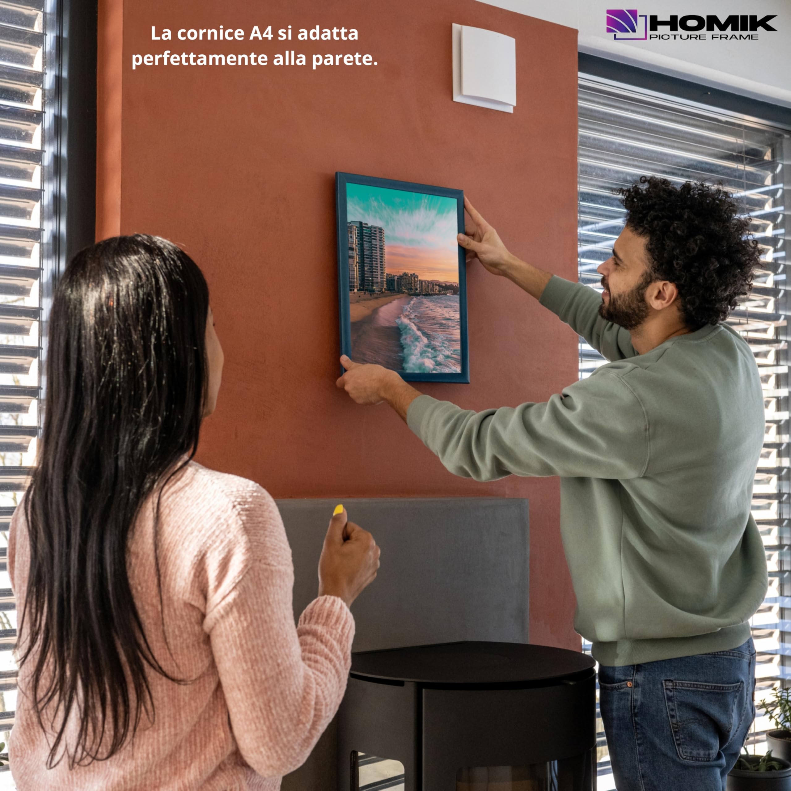 Cornice per Foto A4 | Con Vetro Acrilico Di Sicurezza - Portafoto in Vetro DIN A4 Nera per Decorazioni Interne | Ideale da Regalare e Appendere al Muro