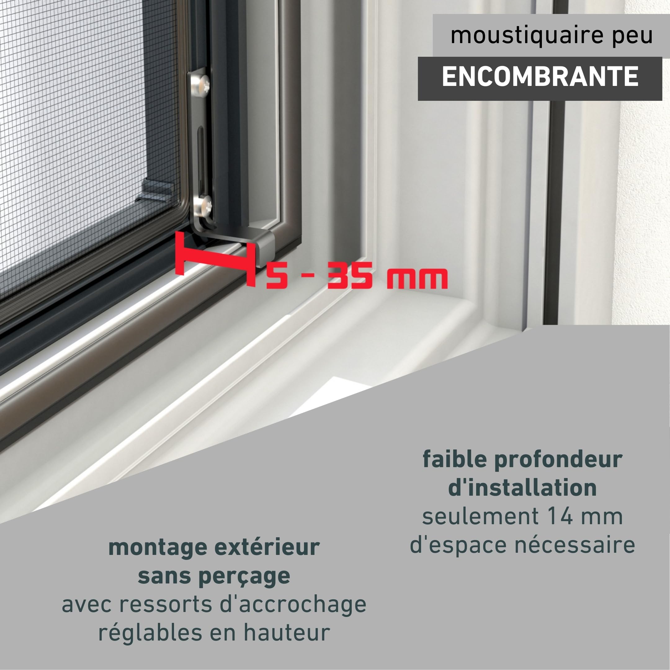 Windhager Moustiquaire Cadre Fixe Pour Fenetres Expert, Pare-moustiquaires Cadres en aluminium pour fenêtres, 100 x 120 cm, anthracite, 03996