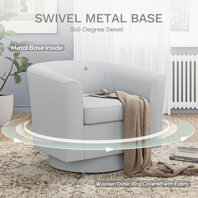 Sillón Giratorio Acrílico con Otomano y Almacenamiento Gris miniatura 4