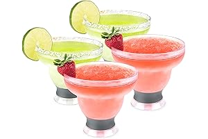 HOST FREEZE Margarita Glasses, Frozen Insulated Double Wall Plastic Drinkware Set of 4