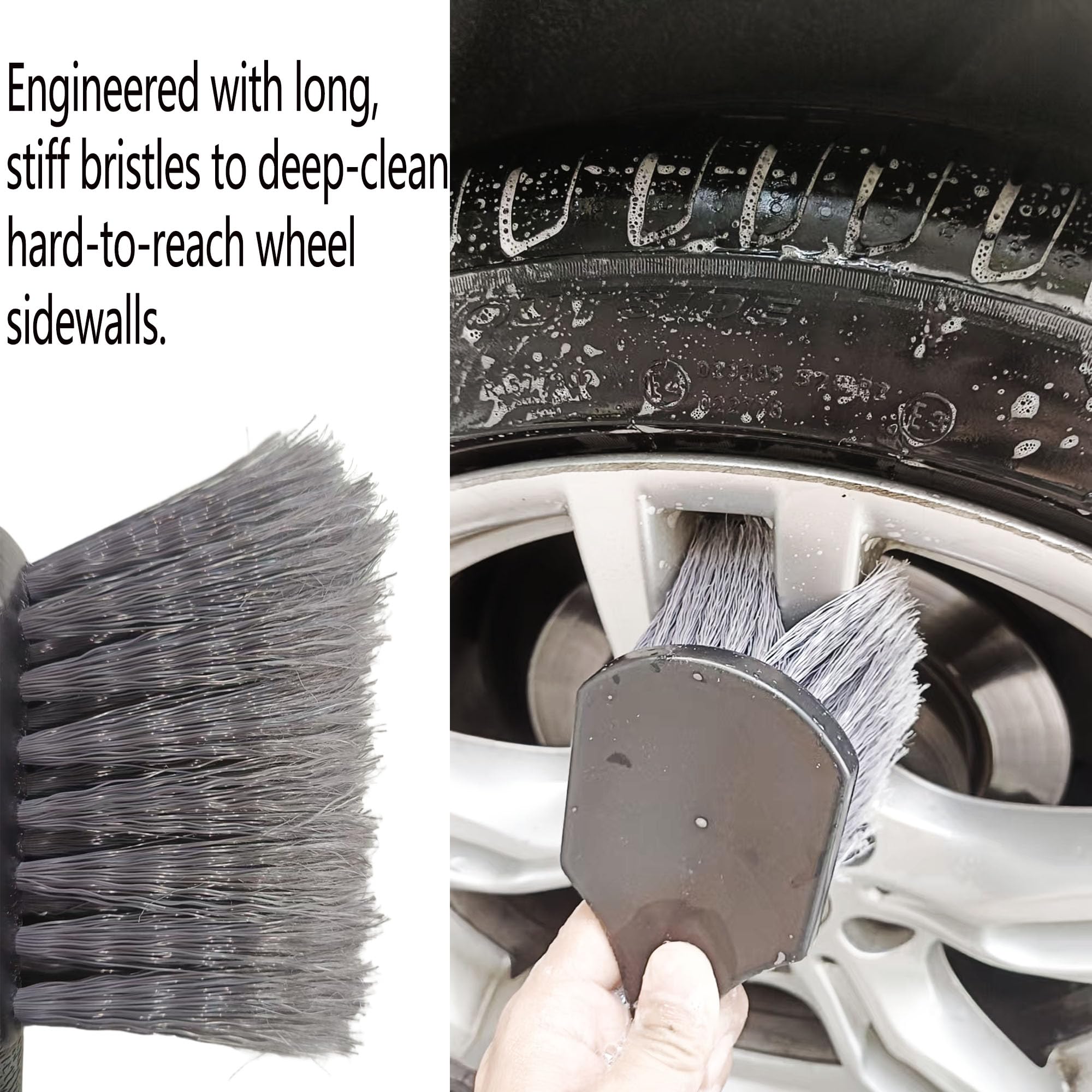 Professionelles Auto-Detail-Pinsel-Set – weiche Borsten, Leder-Armaturenbrettbürste, Dual-End-Entlüftungs- und Fugendüse, langer Griff, Reifenreinigungsbürste für Auto-Detailing, Autowasch-Set