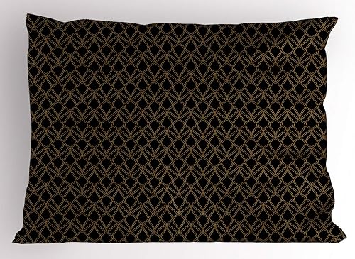 Miniatura 5 de Ambesonne Synthwave Pillow Sham Set of 2, Abstract Contemporary Futuristic Art with Stripes and Galactic Rounds, Quality Microfiber Bedding Item for