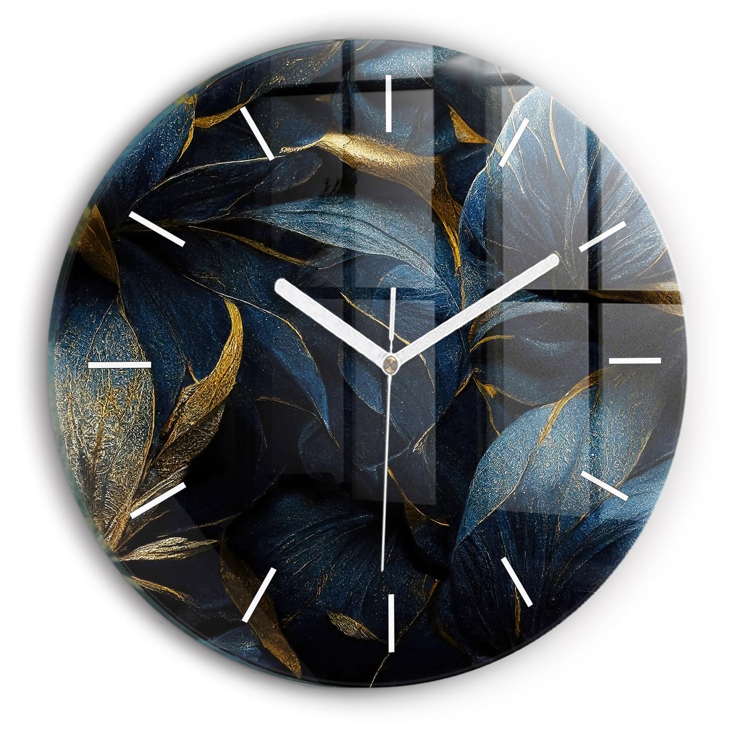 Horloge en verre 30 cm de qualité supérieure avec décor fleurs Wallfluent