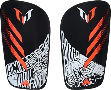 Unisex-Adult Messi Club Shinguard Black/Solar Red/White Large