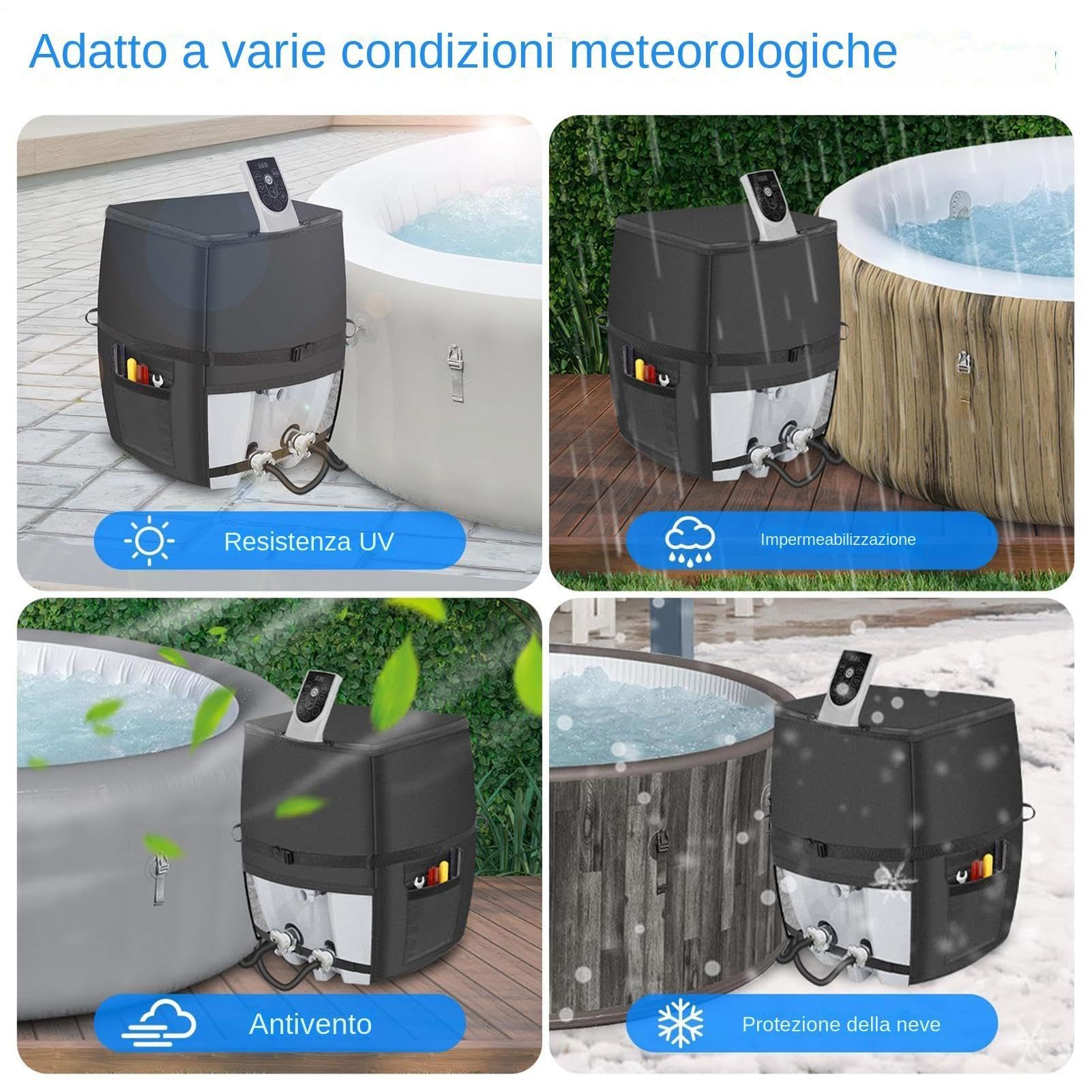 Cubierta De Bomba Spa - Protector Para Calentador De Bañera 43x38x54 cm, Protección Térmica De Aluminio, Revestimiento Con Cremallera De Tela | Capas De Sistemas De Retención De Calor, Cubierta