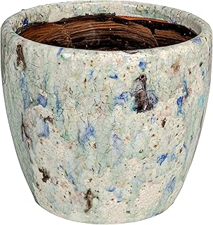 Creative Co-Op Large Terra-Cotta Planter with Crackle Glaze, Blue