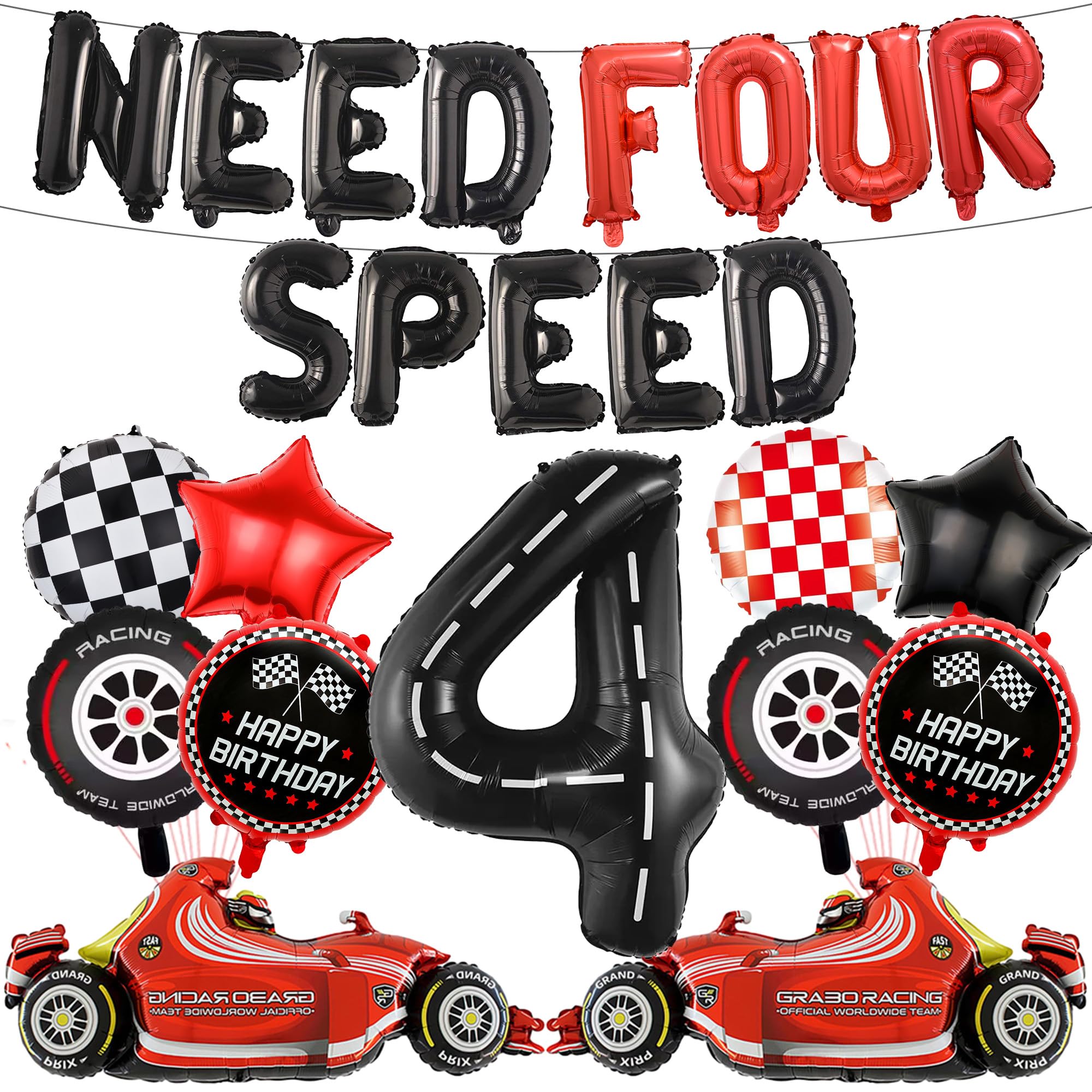 Need Four Speed Race Car Birthday Balloons for Boys