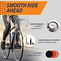 Vista 3 de Bikeroo Bike Pump w/Pressure Gauge - Portable Bicycle Tire Inflator & Ball Pump w/Anti-Slip Base - 160 PSI Schrader Presta Valve Compatible