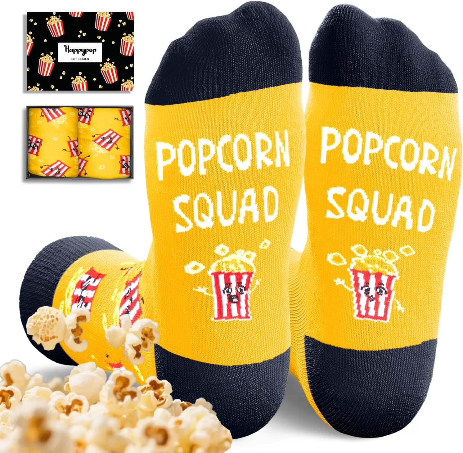 HAPPYPOP Funny Socks for Women Men - Pickle Cheese Popcorn Ice Cream Lover Gifts for Teens
