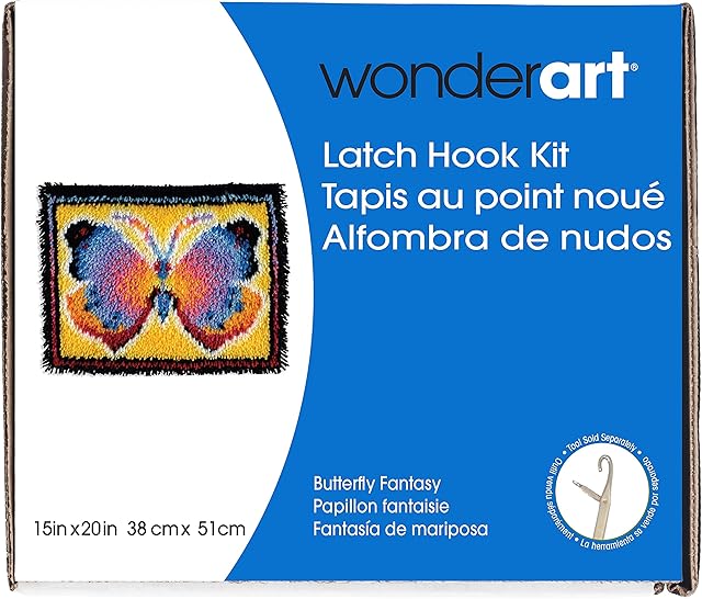 Spinrite Steel Wonderart Latch Hook Kit, Butterfly Fantasy