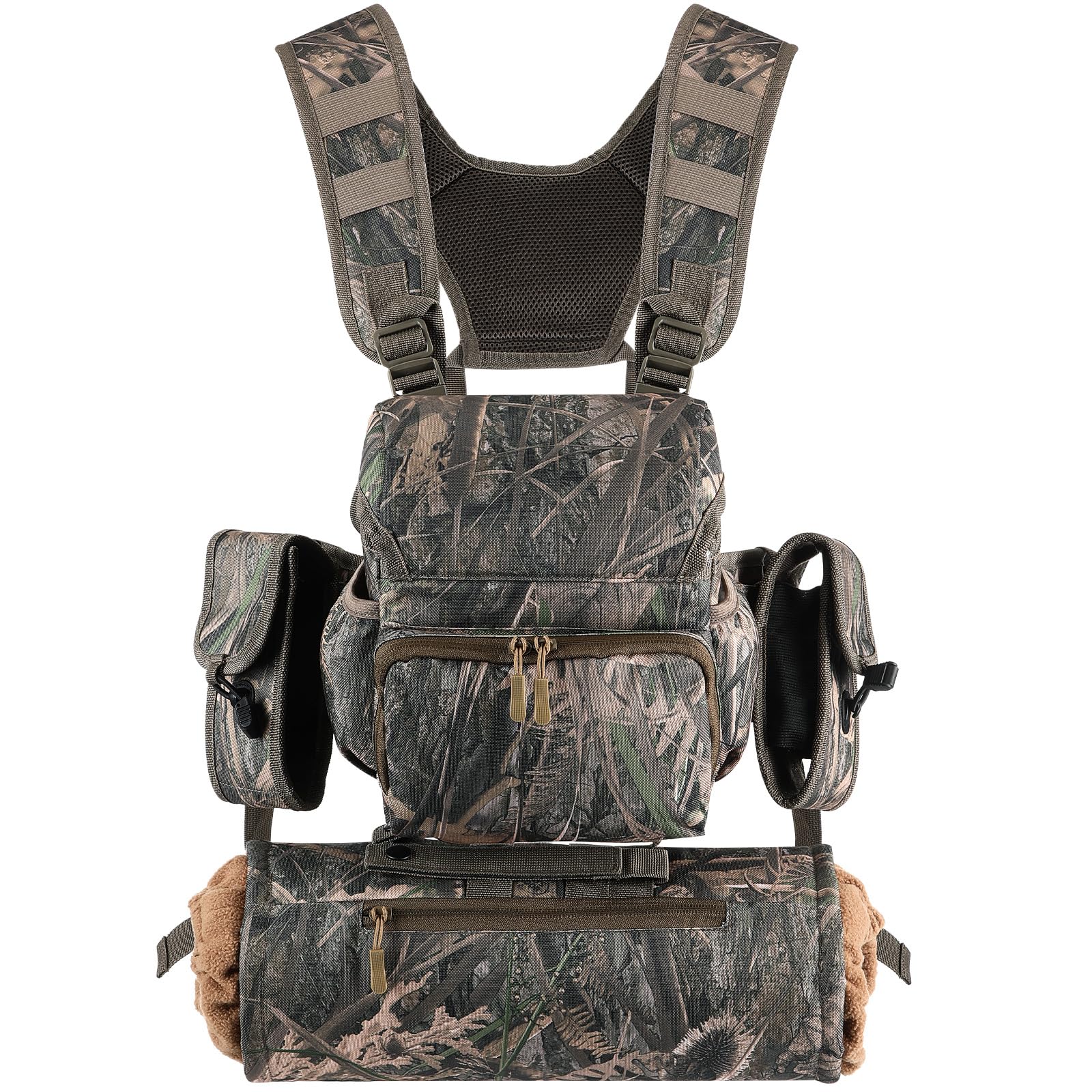 Locmeo Binoculars Harness Chest Pack with Rangefinder Pouch and Hand Warmer Pockets, Adjustable Shoulder Strap, Ideal for Hunting, Hiking