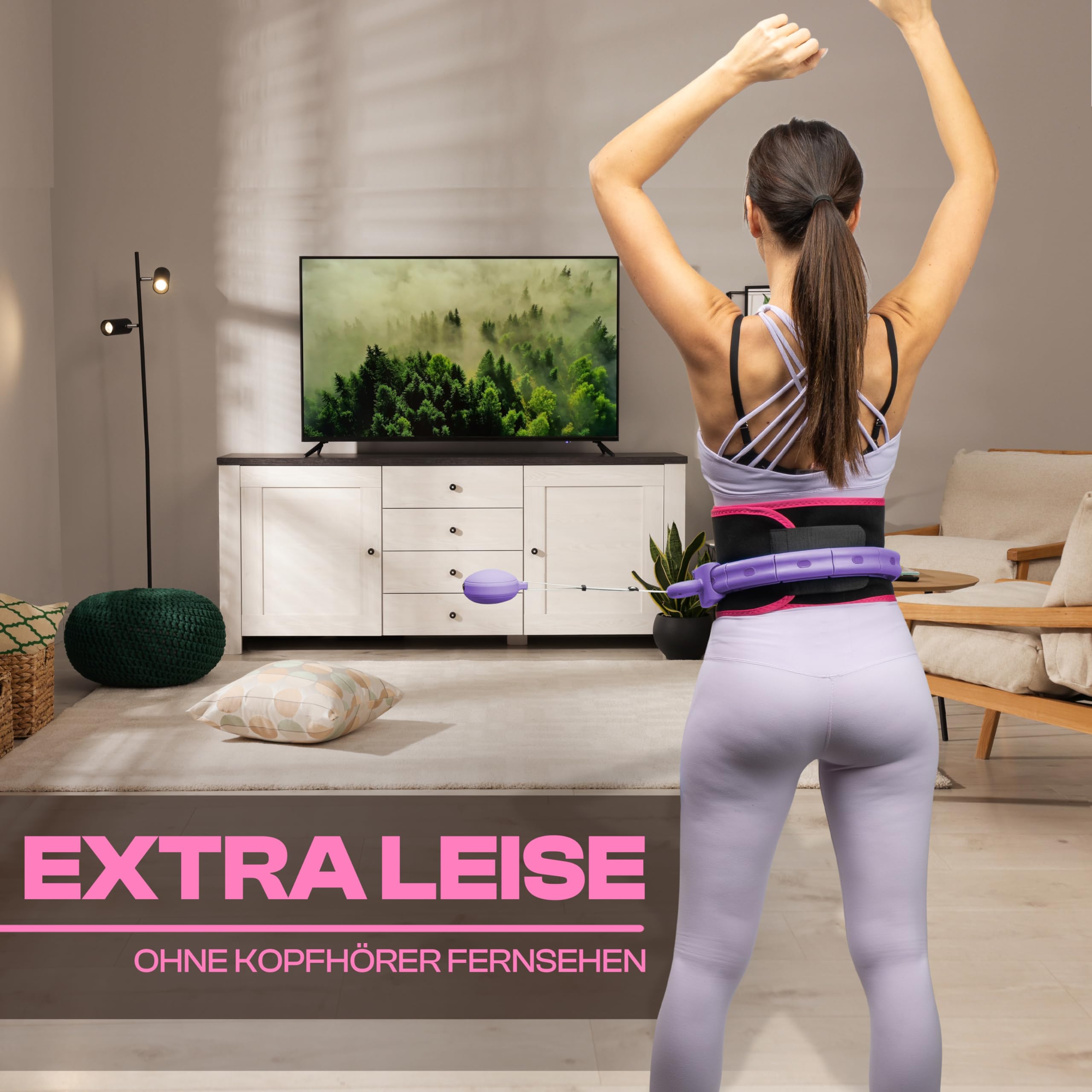 Wellrelaxx Smart Hula Hoop leise mit Zähler | Hula Hoop mit Gewicht Kugel | Hullahub Reifen zum Abnehmen | Hoola inklusive Bauchweggürtel | Umfang 70-110cm
