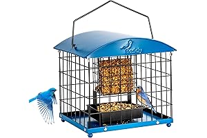 Dual-Purpose Caged Starling Proof Bird Feeder with Tray