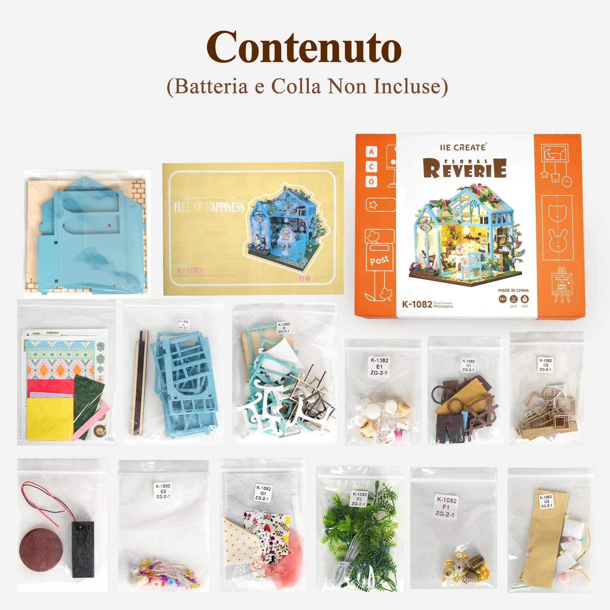 BenBen Kit Fai da Te per Casa delle Bambole, Kit per Casa in Miniatura per Adulti, Kit per Modellismo Fai da Te, Casa con Fiori, Regalo per Donne Uomini