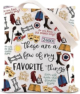 ENSIANTH Les Mis Musical Gift Miserables Broadway Musical Lover Tote Bag 24601 One Day More Musical Shopping Bag