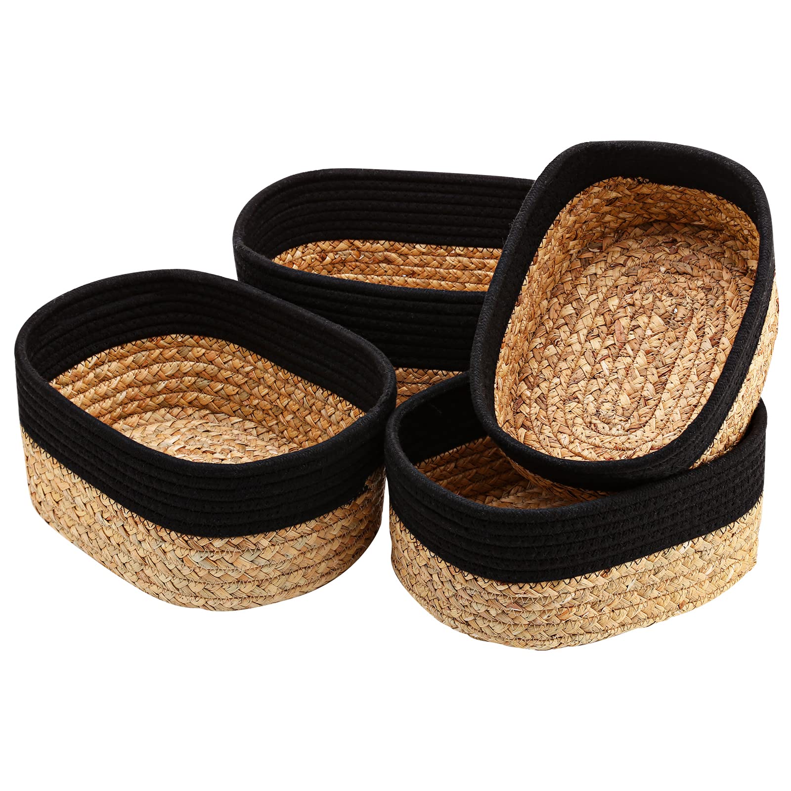 Lannvan Set di 4 Cestini Portaoggetti,Cestino Portaoggetti in Corda di Cotone e Giacinto d'acqua per Bambini Bambina,Impilabile Organizer Fasciatoio,Cesto Portaoggetti Ceste Portaoggetti per Bagno