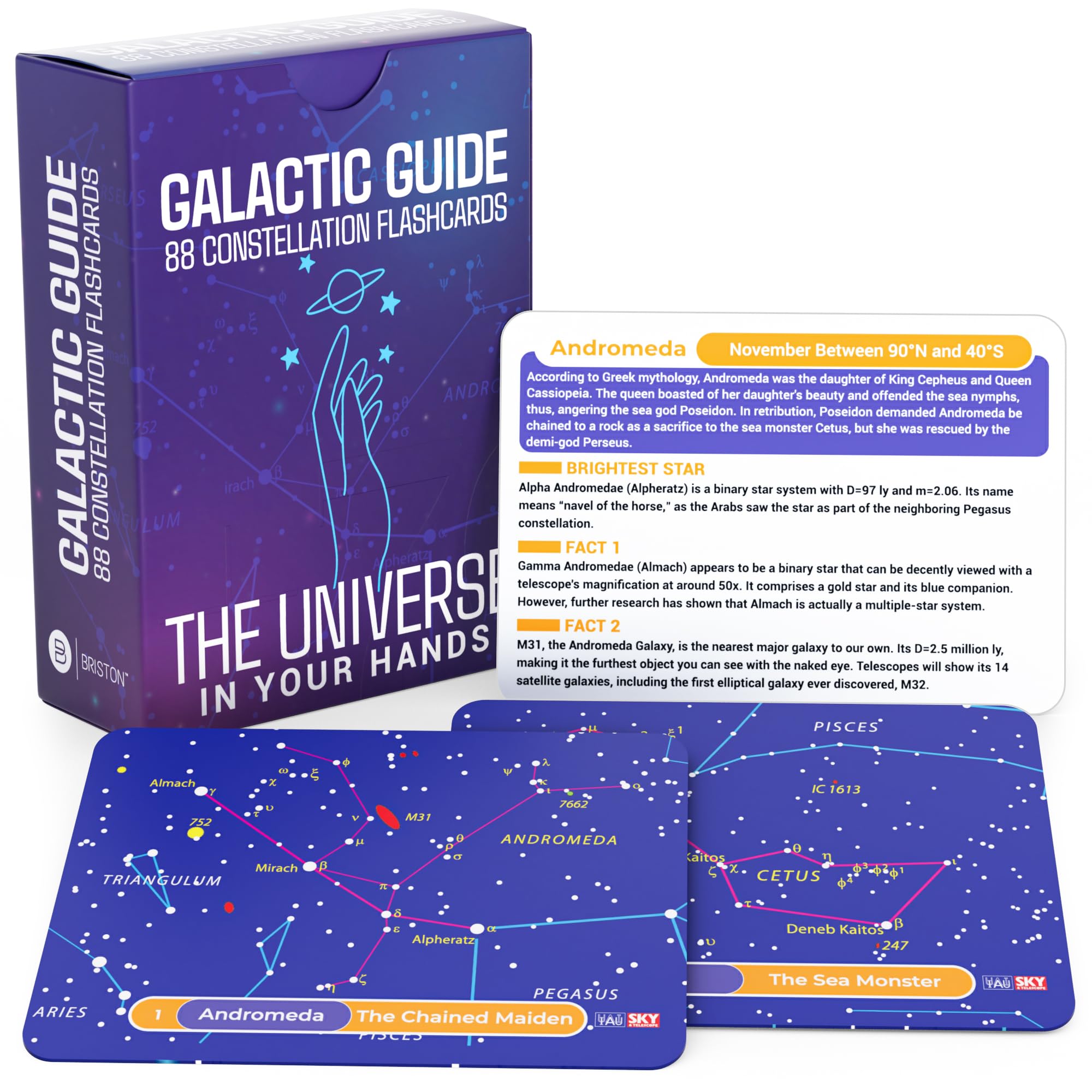 Briston 88 Constellation Astronomy Flash Cards: STEM Comprehensive Study - Celestial & Star Diagrams - Universe Exploration for Students, Teachers, Hobbyists, Grade School & Homeschool Learning