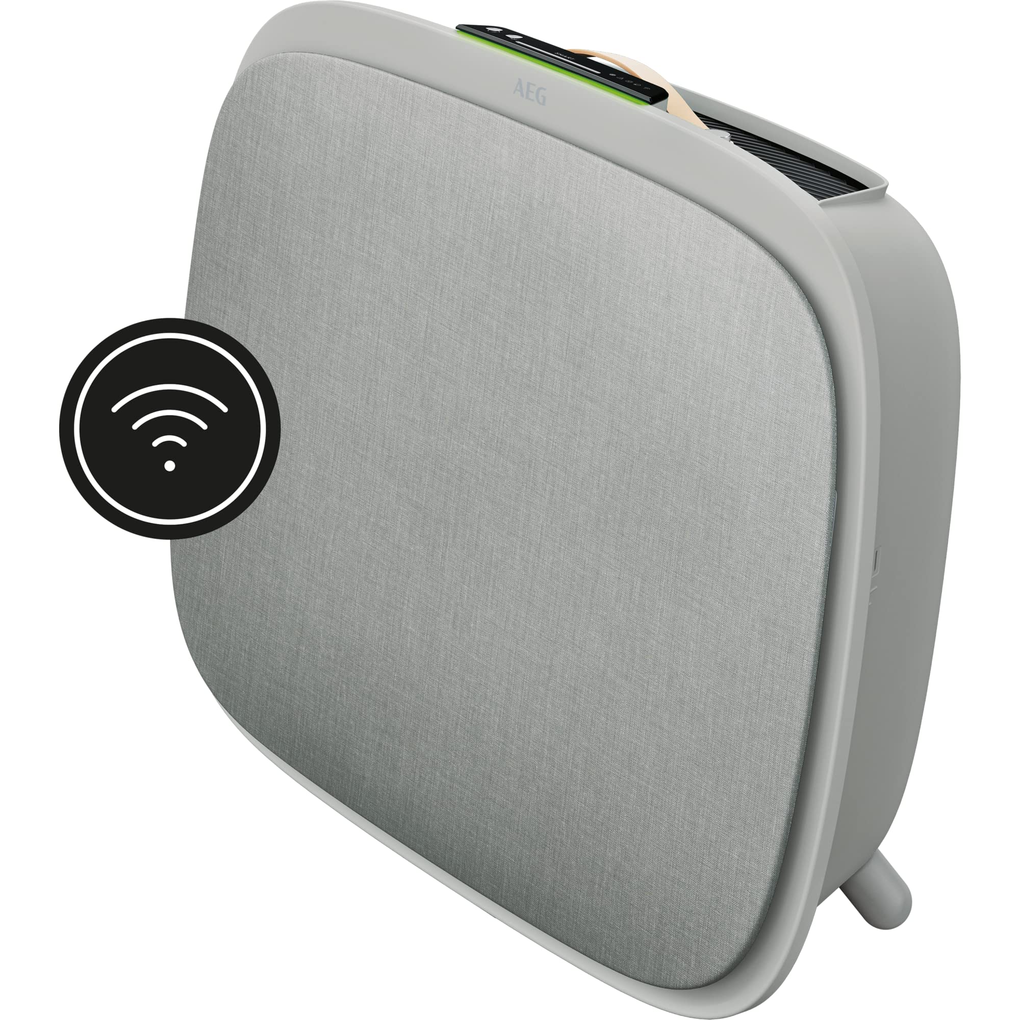 AEG AX71-304GY Purificador de Aire - Filtro Anti Bacteriano, Elimina 99,9% Bacterias del Aire, Hasta 62m2, APP WiFi, Pantalla LED, Modo Automático, Silencioso - Gris claro