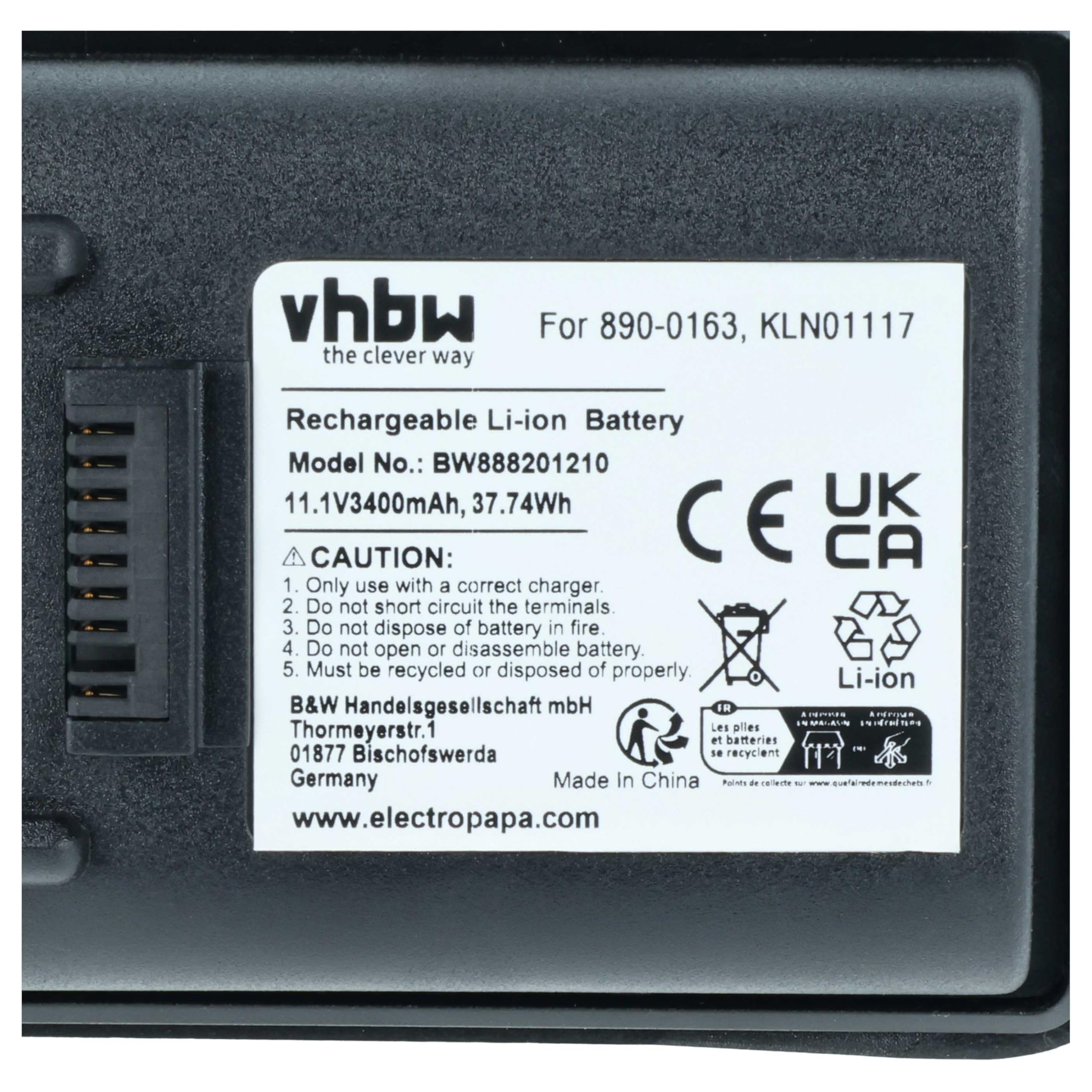 vhbw batteria compatibile con Trimble TSC3 data collector, dispositivo di misurazione (3400mAh, 11,1V, Li-Ion)