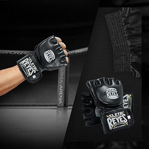 Miniatura 4 de CLETO REYES Black Mamba MMA - Guantes de lucha de boxeo para hombres y mujeres, piel de vaca, sin pulgar, color negro