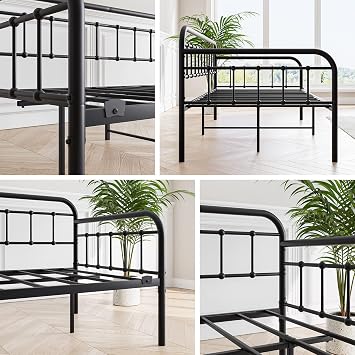 Metal Daybed Frame Twin Size with Steel Slats Platform Furniture,Black...