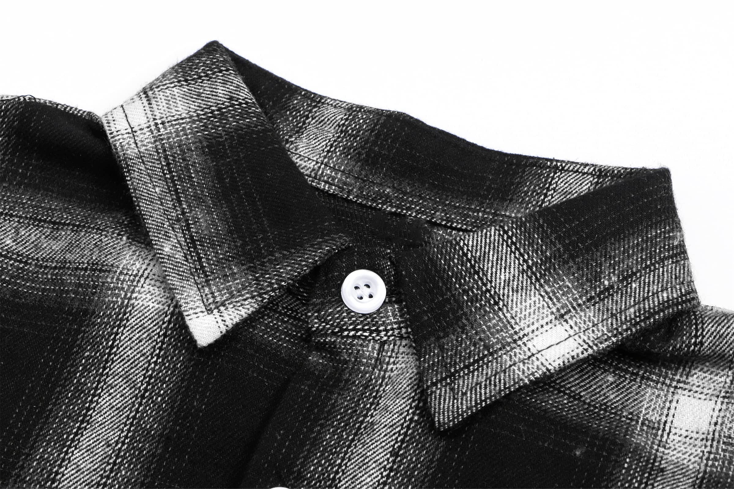 SANGTREE - Camiseta de Franela para Hombre y niño, Manga Larga, con Botones, 3 Meses, Talla 9XL | Sin arrugas, cuello de franela a cuadros, ajuste regular, camisas casuales clásicas