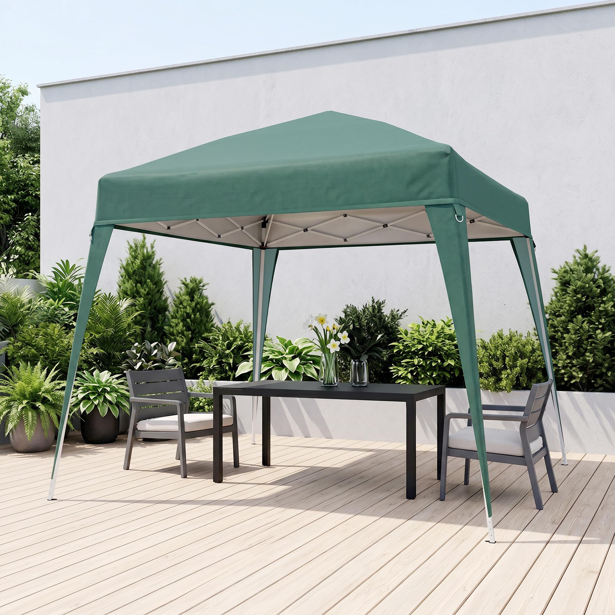Outsunny Gazebo Pieghevole da Giardino 2.4x2.4m Struttura in Acciaio Verde