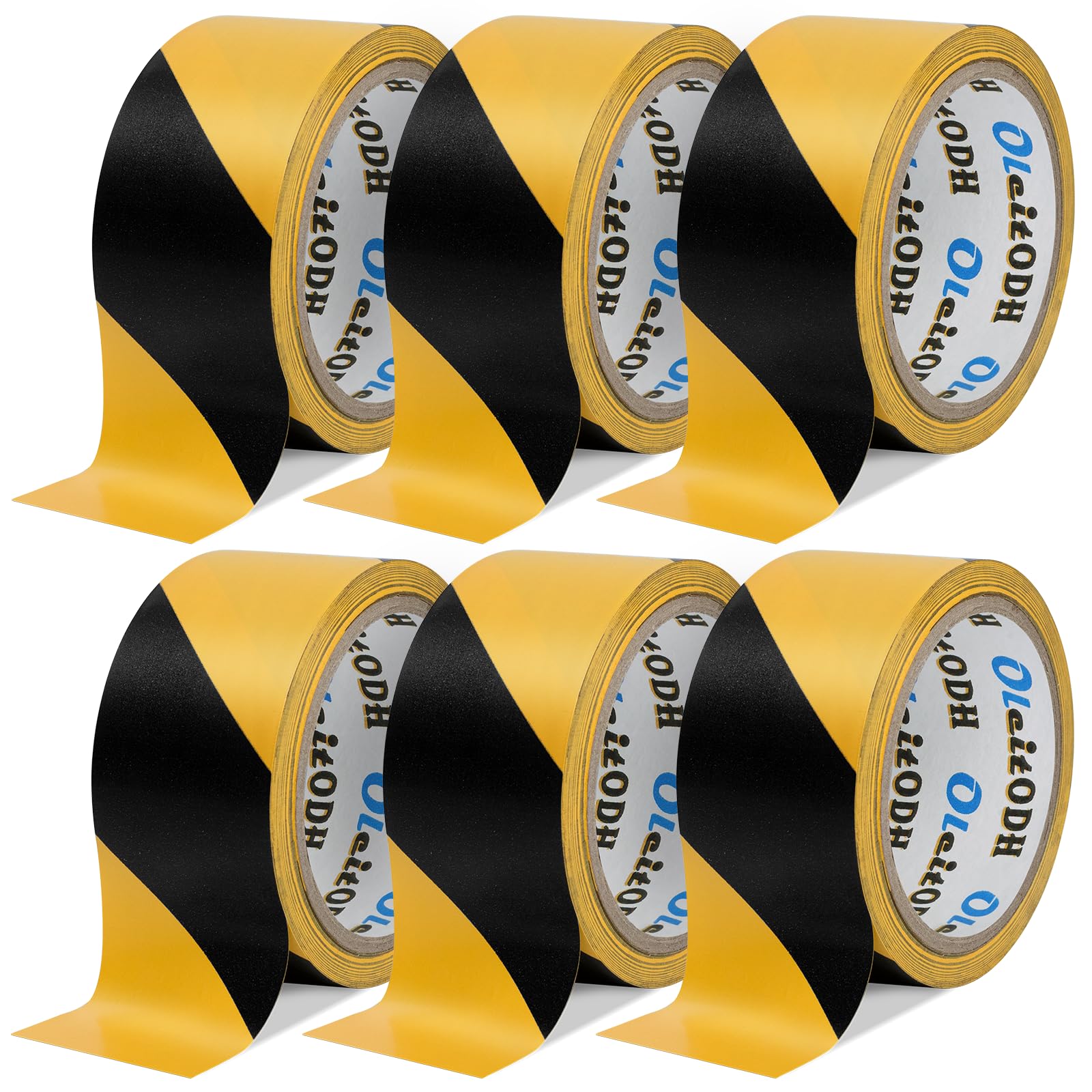 Hazard Safety Warning Stripe Tape 6 Pack, 2 Inch x 36 Yards Black & Yellow Caution Tape Roll Bulk Waterproof Barricade Hazard Tape Self-Adhesive Tape for Floor, Walls, Pipes, Equipment Marking