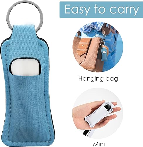 Miniatura 9 de Llavero de mármol para lápiz labial, bolsa para lápiz labial, bolsillo portátil, soporte de tubo de brillo de labios, llavero con correa de cordón