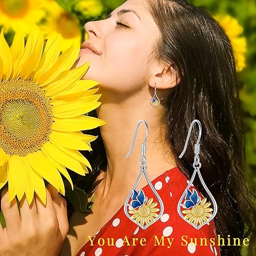 Miniatura 8 de LOOVE Aretes colgantes de plata de ley S925 con gancho para mujer diseño de árbol de la vida diseño de piedra lunar diseño de alas de ángel Plata de