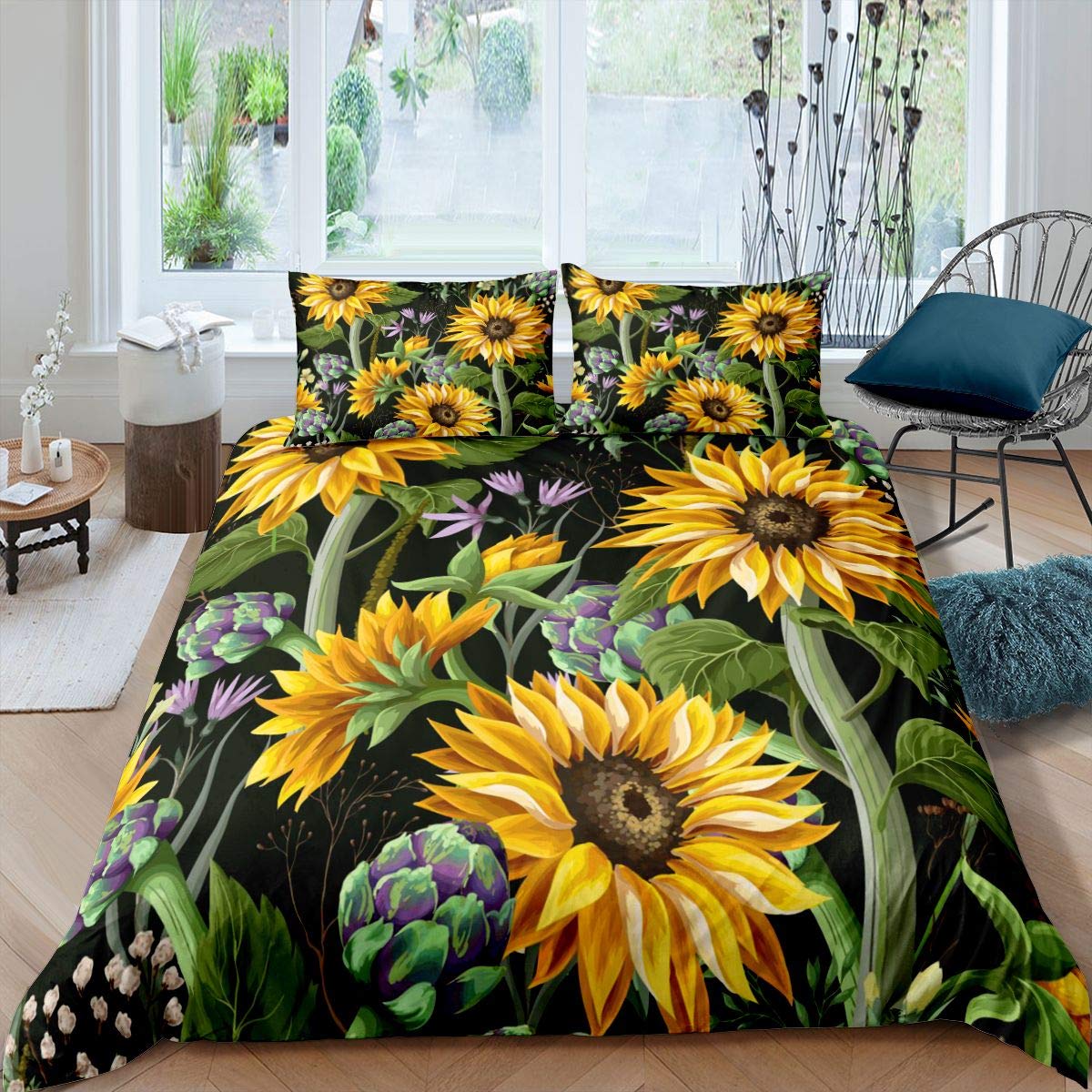 Housse de couette tournesol pour lit simple : fini les parures rêches qui irritent les enfants