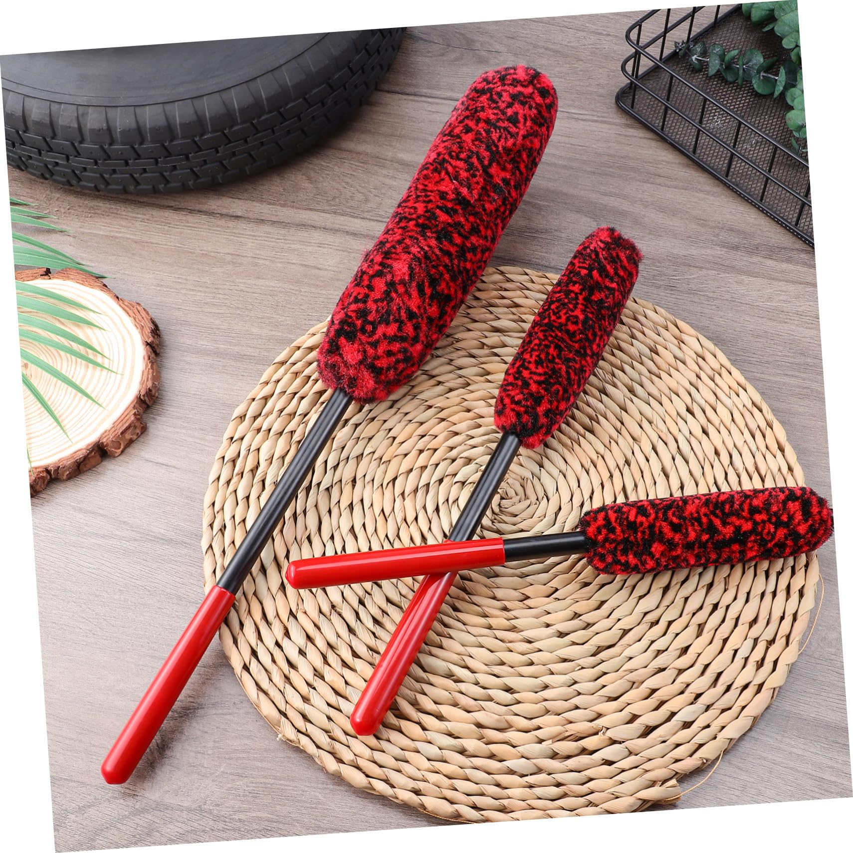 Happyyami 3pezzi Spazzola per Cerchi Auto Spazzola per Ruota Detergente per Pneumatici per Dettagli per Auto Kit per Pulizia dei Cerchi
