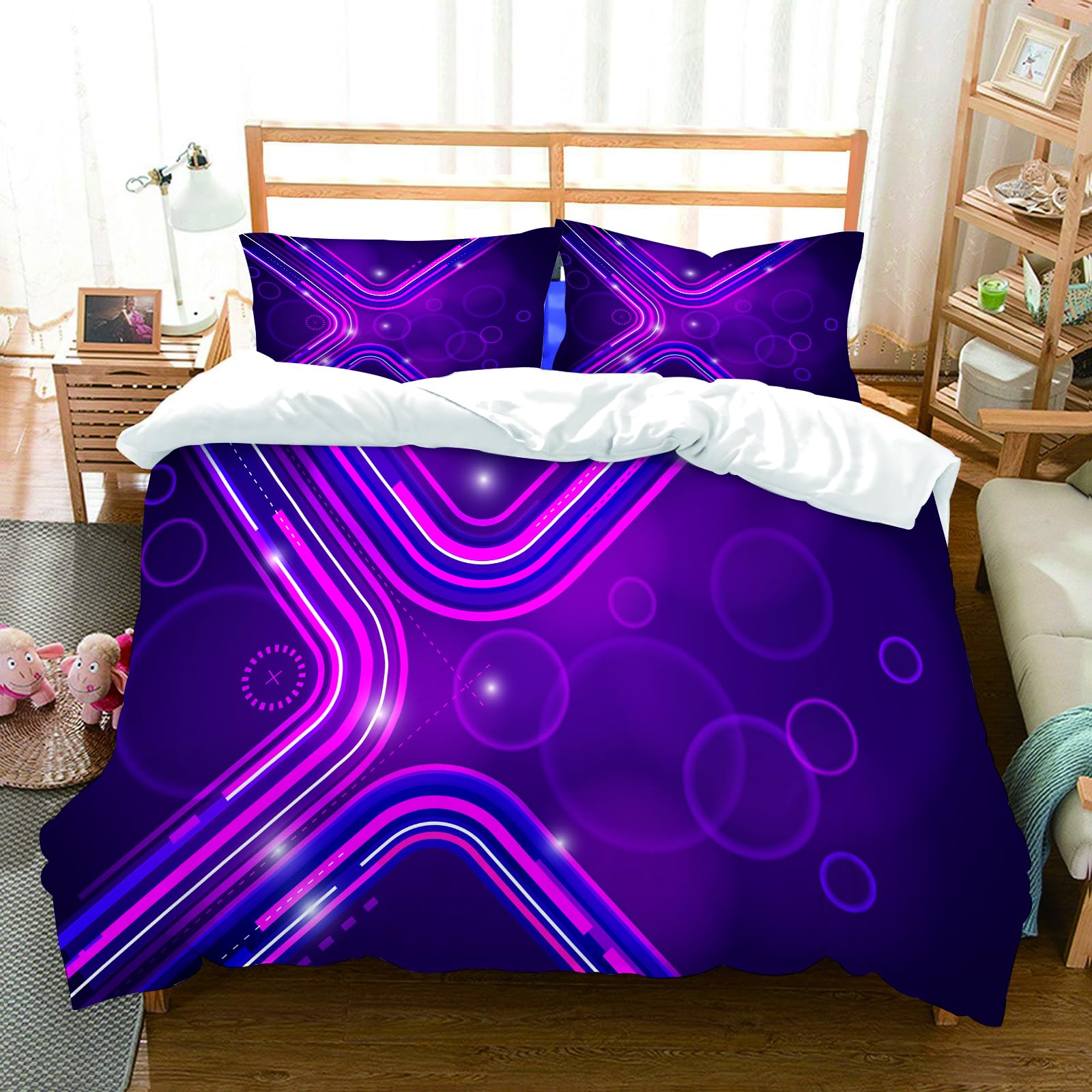 Parure de lit violette anti-plis en microfibre 228x264cm pour un couchage impeccable