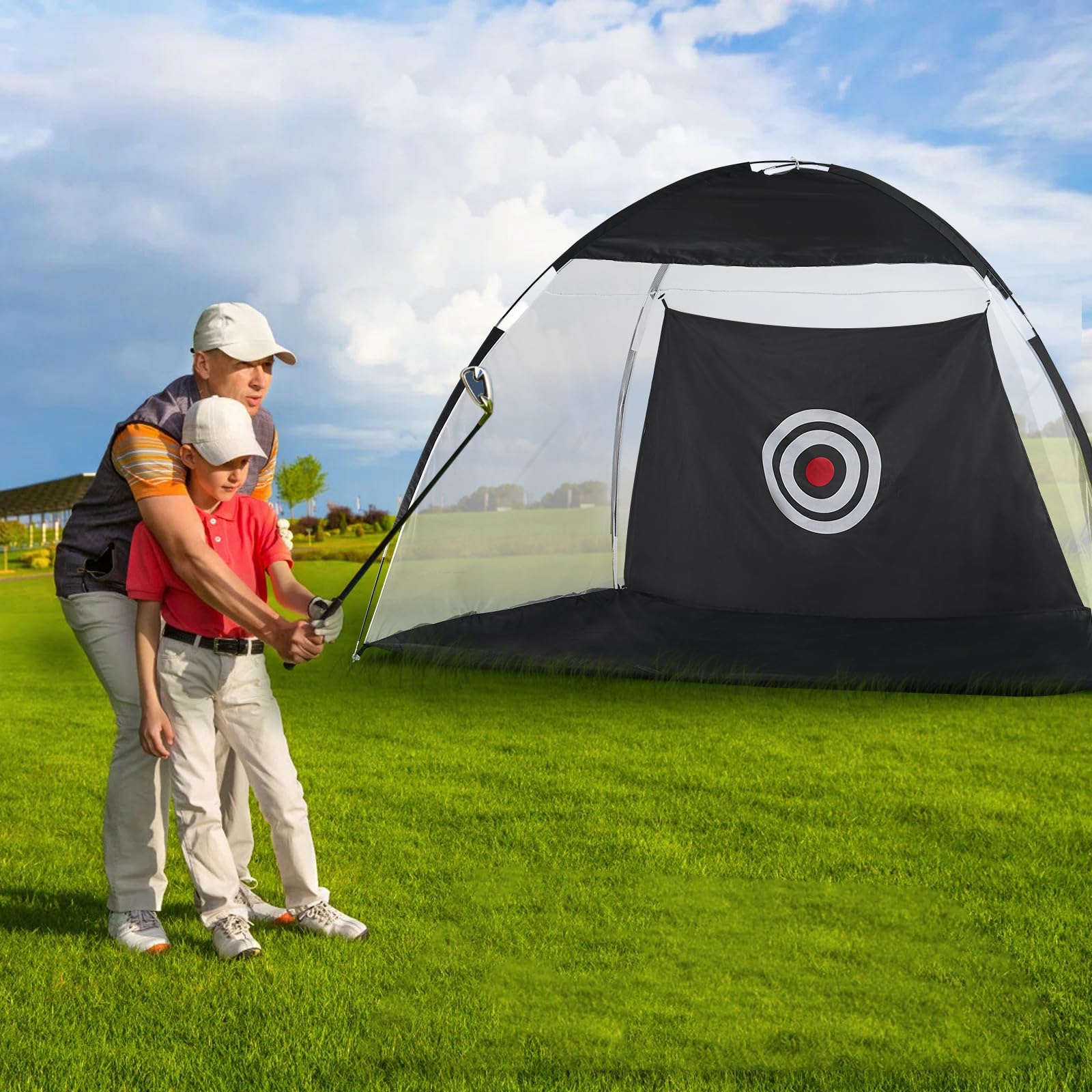TUKAILAi Red de golf plegable de 10 x 7 pies, red de golf portátil para jardín, interior y exterior, red de práctica de golf para interior, exterior, patio trasero, red de práctica de golf todo en 1