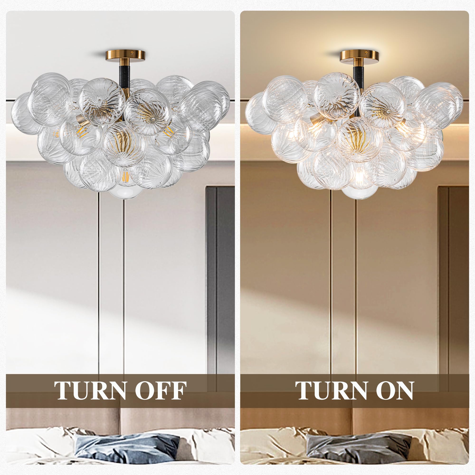 Luxury Bubble Chandelier Light Semi Flush Mount Ceiling Light
