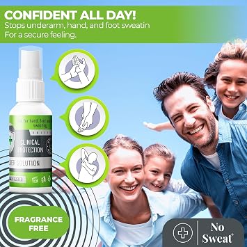 NO SWEAT Maximum Strength Antiperspirant Spray, Strong Deodorant for Excessive Sweating & Hyperhidrosis Treatment, Lasts up to 7 Days -50ml) Packing May Vary