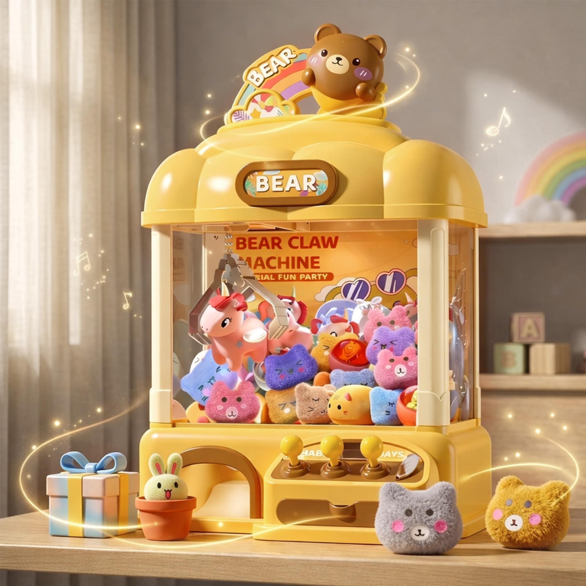 Mini Claw Machine for Kids, Arcade Game Toy for Ages 8-13, Candy Vending Toys for Girls and Boys, Electronic Claw Game Machine for Party with Lights Sound, Christmas Birthday Gifts for Ages 4+