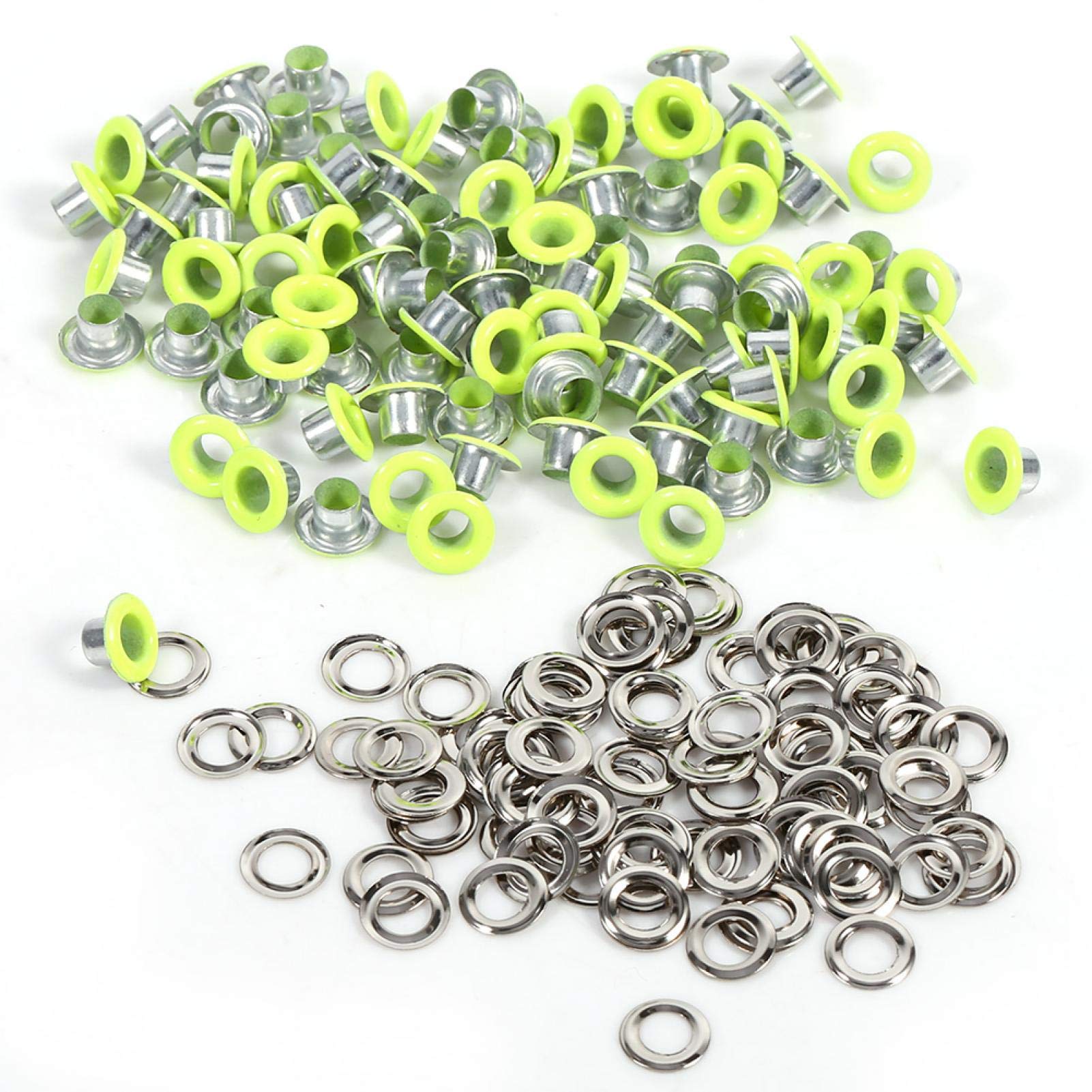 100 Set Occhielli Metallici Rotondi 4mm Per Scrapbooking – 4 Colori (Bianco, Rosa, Verde, Misti) Con Rondelle – Accessori Per Carta, Pelle, Abbigliamento E Fai Da Te - 4