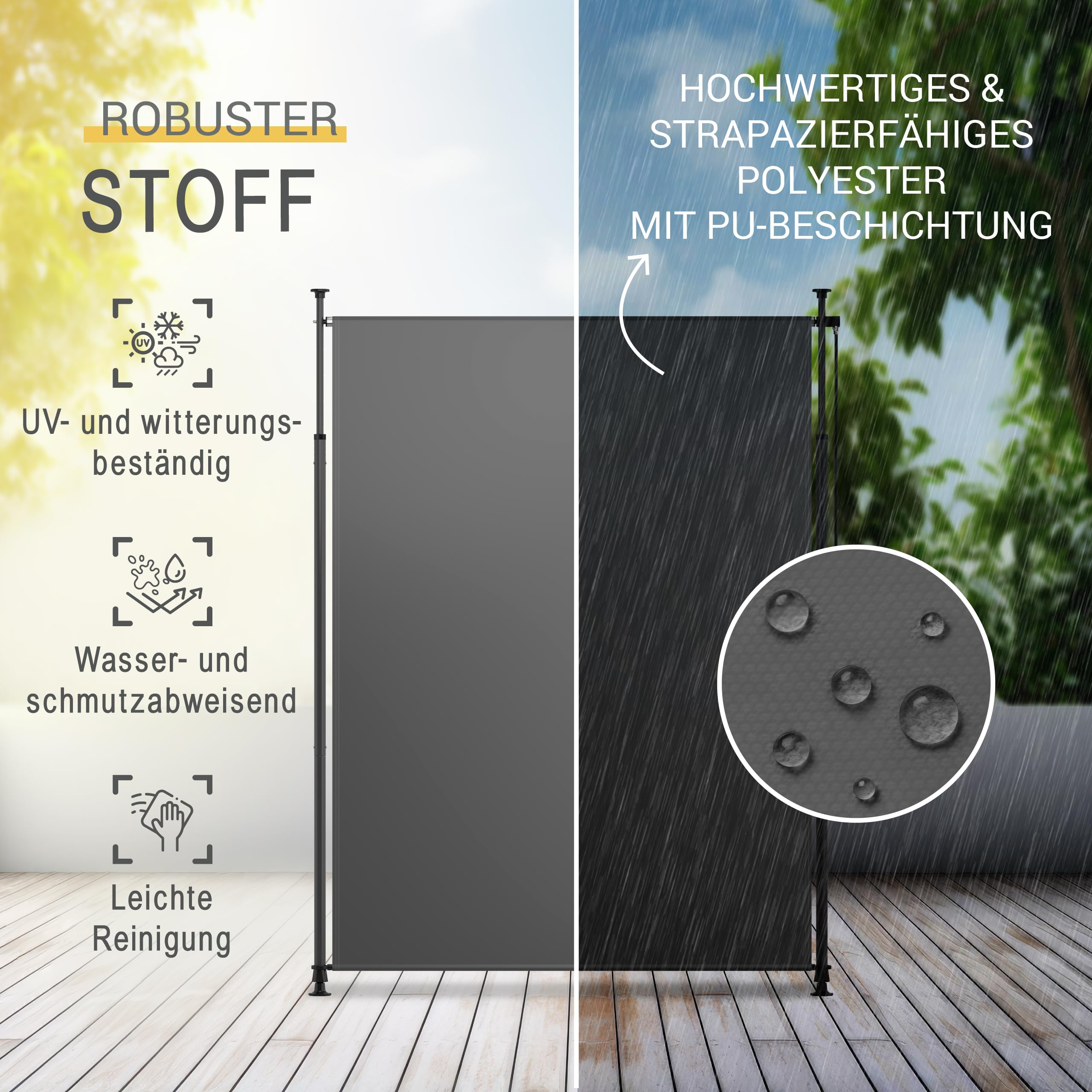 Sol Royal Klemmmarkise Senkrechtmarkise außen – Vertikalmarkise 200x310cm Sichtschutz & Sonnenschutz Balkon Markise ohne Bohren – Windschutz Garten Terrasse Handkurbel Anthrazit Wasserdicht KM5