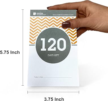 120 Day Event, Goal & Occasion Count Down Calendar - 5.75x3.75 - Orange & Grey Tear Off Countdown Calendar - Built-in Easel Stand - Tear Away Wedding Calendar - Motivational Milestone Tracker